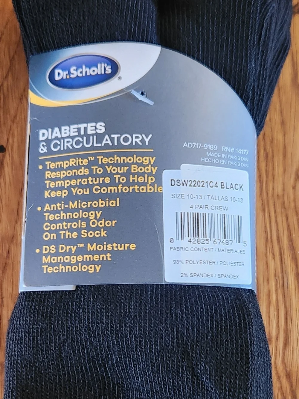 Dr. Scholl's Black Diabetes and Circulatory Crew Socks - 4 Pair